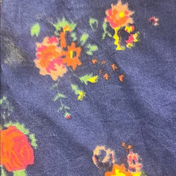 Blue and Red Floral Peplum Blouse with Long Sleeves - Picture 4 of 7